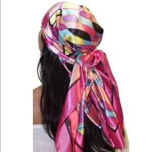 Large Satin Square Head Scarf - NWOT